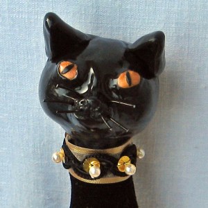 "Miu, Black Egyptian Cat." An original CallyWally Soft-Sculpture. Wall-Art. Mixed Media. Approx. 12" tall. Cally Curtis, Artist. Sold.