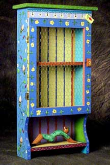Hand-painted Wall Cabinet. Acrylic on wood. Approx. 14" x 24." Cally Curtis, Artist.
