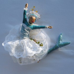 "Salacia, Roman Sea Goddess." An original CallyWally Soft-Sculpture. Wall-Art. Mixed Media. Approx. 12" tall. Cally Curtis, Artist. Sold.