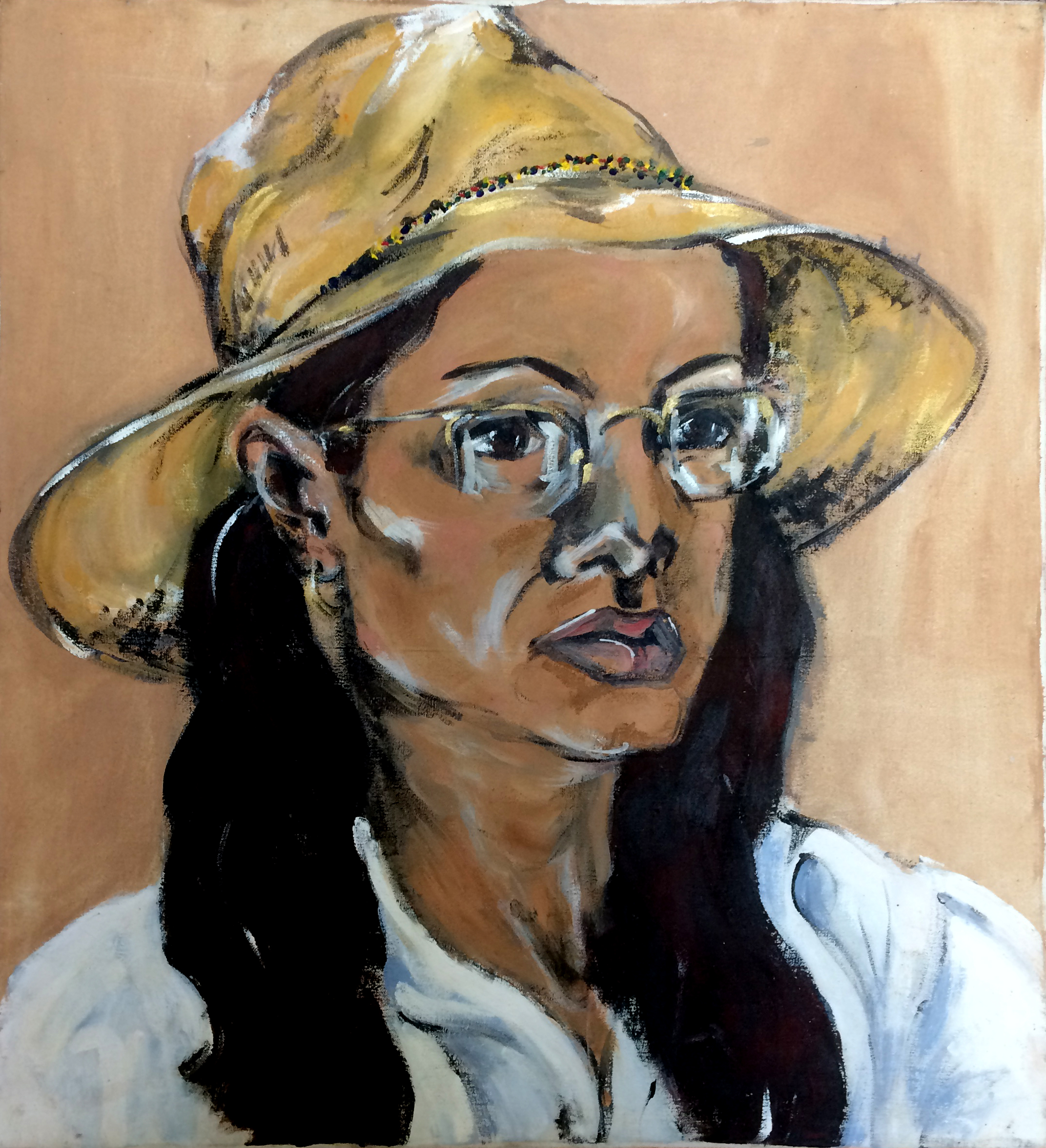 "College Self Portrait." Acrylic on Canvas. 31x22." Cally Curtis, Artist. Sold.