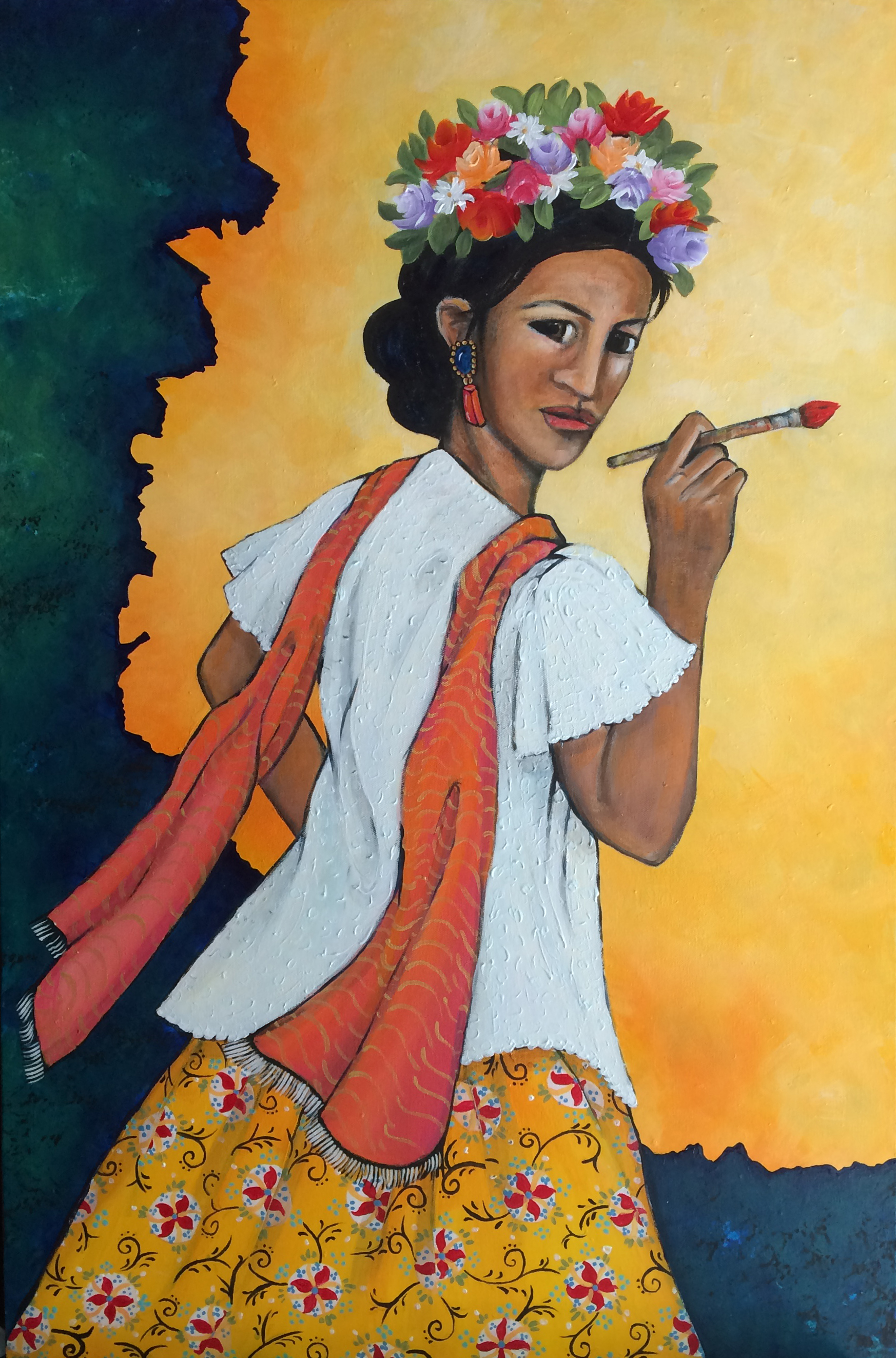 Painting, "The Painter." Acrylic on Canvas. 36x24" Cally Curtis, Artist